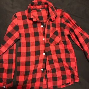 Unisex red flannel long sleeve shirt
